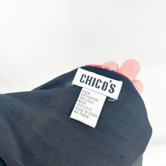 Chicos Womens VTG Vintage Asian Parasol Umbrella Print Silk Scarf Wrap Shawl OS - Picture 5 of 6